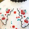 Summer New Girl Clothes Suit Embroidered Cherry Lace Lapel Top+Elastic Waist Skirt Two-Piece Baby Kids Suit Children'S Clothing Y220310