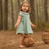 Designer född baby boutique klänning flickor spanska stil rocks spädbarn födelsedag dop bomull rocks småbarn flicka spanien tunika lj201223