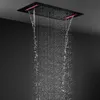 Ensemble de douche de luxe 5 fonctions, ensemble de douche à effet pluie, salle de bain encastré au plafond, pomme de douche LED, mitigeur thermostatique, robinets noirs