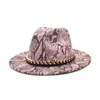 Chapeaux à large bord laine Fedoras femmes automne hiver serpent impression chaîne Panama Jazz casquettes Vintage Cowboy chapeau hommes F1131