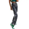 Kadınlar Boya Baskı Bol Kot Joggers 2021 Sokak Giyim Vintage Düz Denim Pantolon Yüksek Bel Anne Gündelik Denim Pantolon P2110