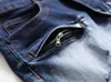 jeans da moto pieghettati slim fit da uomo elasticizzati piccoli jeans strappati bianchi giovanili