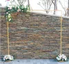 Decorazione per feste Colore oro e bianco Cornice per fondale porta per matrimoni Materiale in ferro Scaffale per esterni Espositore per fiori Supporto per palloncini