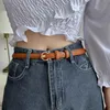 Cintos da moda feminina Candy Candy Color Solid Faux Leather Fuckle Skinny Belt Belt Sash Acessórios para vestuário