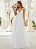 Robe de mariée 2022 a-ligne dentelle Tulle robe de mariée col en v bretelles dos nu Simple vestidos de noiva robe de mariée