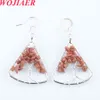 WOJIAER Natural Stone Chip Tree of Life Dangle Drop Earrings for Women Healing Crystal Opal Sector Hook Earring Jewelry BO939