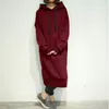 Women's Hoodies & Sweatshirts S-5XL Casual Spring Autumn Women Long Pullover Fleece Hooded Plus Size Sweatshirt Dress Solid 6 Colors Oversiz