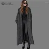 2018 X-Long Antumn Winter Herringbone Casual Open Stitch Fickor Loose Wool Jacket Plus Storlek Cashmere Coat Woman Overcoat OKD5851