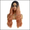 Sentetik Peruk Saç Ürünleri 26 inç Peruk 12 Renkler Simasyon İnsan Doğal Dalga Perruques De Cheveux Tomunları Perruques De Cheveux Homosers WIG-345 Bırak Teslimat 2021