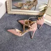 Bezaaid Hakken Klassieker Sandalen Jurk Schoenen Vintage Spitse Neus Hoge Hak Sandalen 2023 Nieuwe Vrouwen Sexy Hot Pumps Feest Bruiloft Lage Naakte Hakken Dames Met Doos