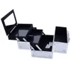 US Stock Aluminum Make up Cosmetics Case Makeup Box Lockable Handle Cosmetic Train Jewelry Organizer Tray with Mirror