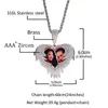 Hip Hop Iced Out Love Shape Flip Custom Po Pendant Personality Creativity DIY Necklace with Rope Chain287K