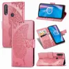 Étuis de téléphone pour Alcatel 1S PU cuir embellir fleur papillon avec boucle magnétique dragonne portefeuille carte argent fente (Modèle: 1S2020)