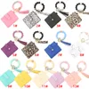 Party Favor Gifts Fashion PU Leather Bracelet Wallet Keychain Tassels Bangle Key Ring Holder Card Bag Silicone Beaded Wristlet Keychains FY3399