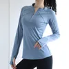 tops de yoga Otoño e invierno para mujer nueva camisa de yoga de manga larga con cremallera de doble línea ropa de fitness de secado rápido chaqueta deportiva para correr