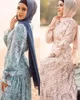 Muslimsk siden Abaya Afrikanska helklänningar Hijab kofta Kimono Långa kappor Jubah Mellanöstern Ramadan Arab Islamisk Vestido Muje218Q