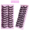 10 par Fluffy Faux 3D Mink rzęsy 12-21mm Fałszywy rzęs Krzyż Gruby Soft Lash Extension z różową tacy Makeup