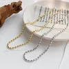 Koreański S925 Sterling Silver Necklace Ins Elegancki Non-Mainstream Oval Bead Beaded Samica Naszyjnik Fajny Clavicle Naszyjnik Choker Q0531