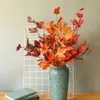 꽃 벽 웨딩 배경 장식 홈 정원 디스플레이 레드 잎 5 PC를 가짜 메이플 리프 인공 식물 지점