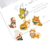 Rainbow Cute Cartoon Animals Enamel Pins Colors Popular Corgi Cat Rabbit Squirrel Brooches Gift For Friends Jewelry Women Clothes