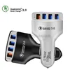 Top Qualtiy QC 3.0 4 USB Billaddare 7A Adaptiv Snabb Laddning Hem Travel Plug Adapter för Samsung Galaxy Smart Phone