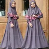 Abaya Bambini Abito musulmano per bambina Dubai Caftano Abbigliamento islamico Ramadan Abbigliamento islamico Kimono Jubba Medio Oriente Sciarpa1