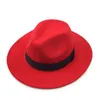 Nya mode topphattar för män kvinnor elegant mode funderade fedora hatt band bred platt grim jazzhattar snygga trilby panama cap7438191
