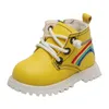 Pelle di cartone animato 0-2 anni Inverno per bambini Bambino antiscivolo Scarpe da bambino arcobaleno Stivali Martin LJ201104