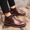 Sapatos de vestido Homens Botas Chelsea 38-46 Moda Padrão de Brogure High-top Casual Primavera Spring Summer Martin Genuine Couro Britânico Estilo 220223