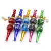 Smoking Nozzle Gold Plated Crystal Inlay Portable Hookahs Tips glow in dark Blunt Holders Shisha Smoke Pipes Metal Gourds Beads