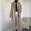 Autumn Winter Woolen Coat with Belt Turn Down Collar Single Breasted Solid Color Jackets Women Casual Outwear Overcoat Plus Size T200315