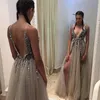 Sexy diepe V-hals Side Split Lange Avondjurk 2022 Nieuwe aankomsten Backless Sparkly High Slit See Through Abendkleider Lang Prom Dress