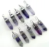 Natural Stone Fluorite Quartz Crystal Turkoises Lapis Tiger Eye Chakra Pendant For DIY Jewelry Making Necklace Accessories24PCS 23973288