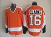 Jerseys de hockey para hombre vintage 16 Bobby Clarke 1 Bernie Parent 8 Dave Schultz 7 Bill Barber 27 Ron Hextall 88 Eric Lindros 26 Brian Propp Negro Blanco Naranja Jersey cosido