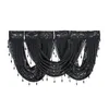 Luxe raam gordijnen voor living eetkamer diamant pure geborduurde kant venster valance tassel trim shade valance j50