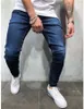 Мужские джинсы сплошные цвета вскользь тощий хип-хоп мужские джинсы байкер джинсы повседневный стиль с 2 цветами