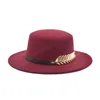 Novo clássico Khaki Flat Top Bowler chapéu de lã Fedora Chapéu para Mulheres Ampla Brim Top Jazz Cap Elegante Panamá Chapéus