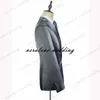 Бархатные мужские костюмы серебристый серый тонкий подходит одна кнопка две части (куртка + брюки) Blazer Groom Tuxedos деловая вечеринка носить