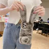 Casos de telefone celular peludos para ouvidos de coelho para iPhone 14 12 11 13 Pro Max XR 7 8 Plus 3D Cute TPU TPU Soft Furry Cover