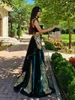 Party Dresses 4 sztuk Aksamitny wieczór z wymienną spódnicą Arabski Split Formalna Suknia Aplikacje Koronki Tassel Wysoki Neck Algierski Strój