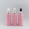 Gümüş ile 100ML Pembe Plastik Şişe Pompa Sprey, 100CC boşaltın Kozmetik Konteyner Toner / Su Paketleme (50 PC / Lot)