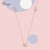 Thaya design original cor de prata 80 cm colar coração forma esmalte rosa corrente de ouro pingente jóias finas para mulheres presente q0531