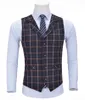 Gilets pour hommes Mens Business Vest Boutique Slim Fit Single-Breasted Coton Costume Laine Plaid Navy Gilet pour mariage Groomsmen formel Guin22