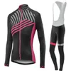 Maglia da ciclismo Set da donna Completo da bici Camicia a maniche lunghe Gilet Bretelle Pantaloni Abbigliamento da bicicletta TEAM Inverno