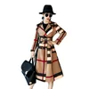 Women's Wool & Blends 2022 Fashion Plaid Trench Coat Leisure Lapel Double-breasted All-women's Waist Print