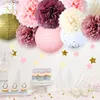 Nicro Nouveau 12 Pcs / Set De Mariage Fête D'anniversaire Décoration DIY Décor Papier Nid D'abeille Boule Lanterne Fleur PomPom # Set45 Y200903