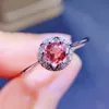 Anillos de racimo Anillo de turmalina roja real natural por joyería 0.45ct Piedra preciosa 925 Plata esterlina Q208218