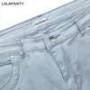 LALAPANTY 衣類ジーンズ slp ブルー/ブラック破壊メンズスリムデニムストレートバイカースキニージーンズ男性リッピングジーンズパンツ