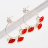 Hoop & Huggie Fashion Design Punk Gold Red Acrylic Heart Lips Pearl Drop Earrings For Women Boho Big Earring Christmas Jewelry Gif3323