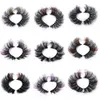 Цветные ложные ресницы 3D пушистые Fuluffy Faux Mink Color Eye Breakes Strip Wipsy Разноцветные поддельные ресницы для ежедневного рождественского косплея партии Makup Красочные ресницы на конце